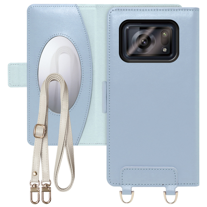 [ LOOF SWEET MIRROR Series ] AQUOS R6 SH-51B / A101SH / SH-M22  スマホケース  ショルダー付き手帳型スマホケース ミラー付き カードポケット 本革 [ AQUOS R6 ]