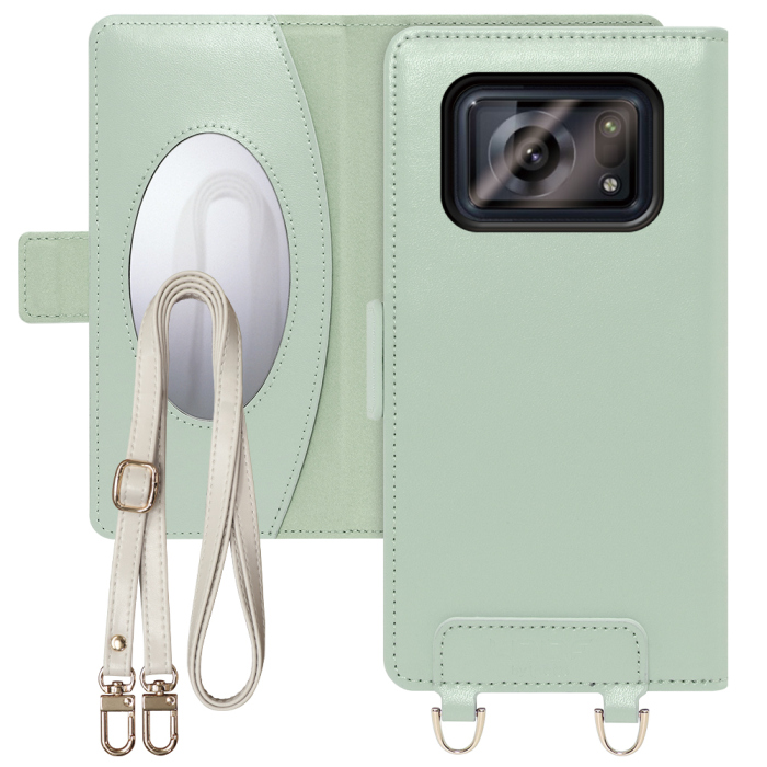 [ LOOF SWEET MIRROR Series ] AQUOS R6 SH-51B / A101SH / SH-M22  スマホケース  ショルダー付き手帳型スマホケース ミラー付き カードポケット 本革 [ AQUOS R6 ]