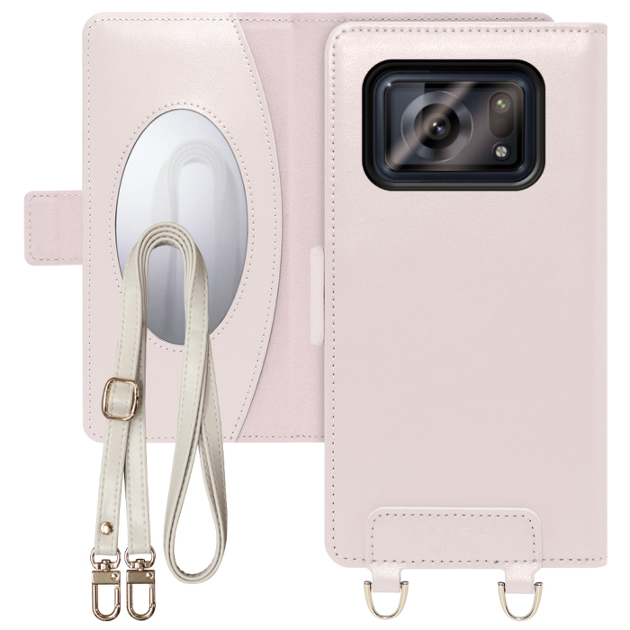 [ LOOF SWEET MIRROR Series ] AQUOS R6 SH-51B / A101SH / SH-M22  スマホケース  ショルダー付き手帳型スマホケース ミラー付き カードポケット 本革 [ AQUOS R6 ]