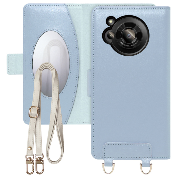 [ LOOF SWEET MIRROR Series ] AQUOS R7 SH-52C  スマホケース  ショルダー付き手帳型スマホケース ミラー付き カードポケット 本革 [ AQUOS R7 ]