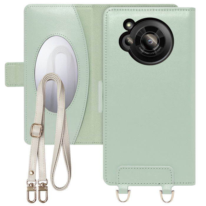 [ LOOF SWEET MIRROR Series ] AQUOS R7 SH-52C  スマホケース  ショルダー付き手帳型スマホケース ミラー付き カードポケット 本革 [ AQUOS R7 ]