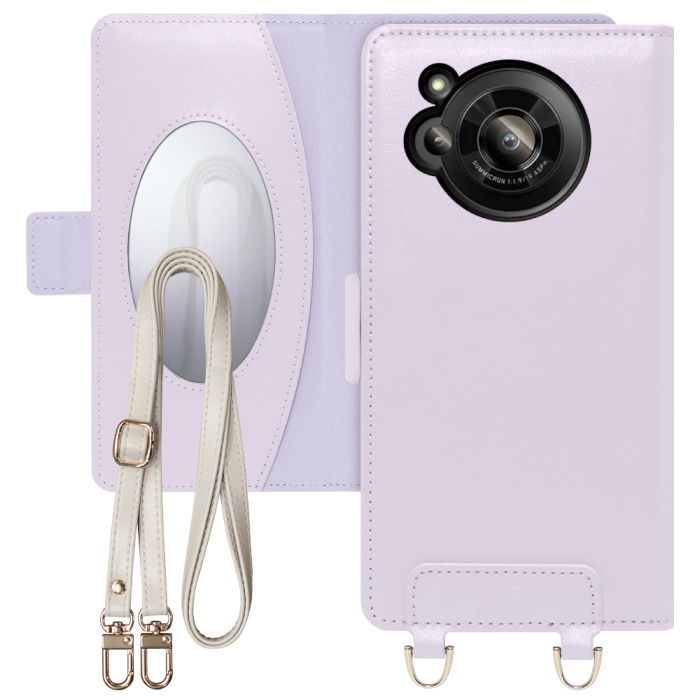 [ LOOF SWEET MIRROR Series ] AQUOS R7 SH-52C  スマホケース  ショルダー付き手帳型スマホケース ミラー付き カードポケット 本革 [ AQUOS R7 ]