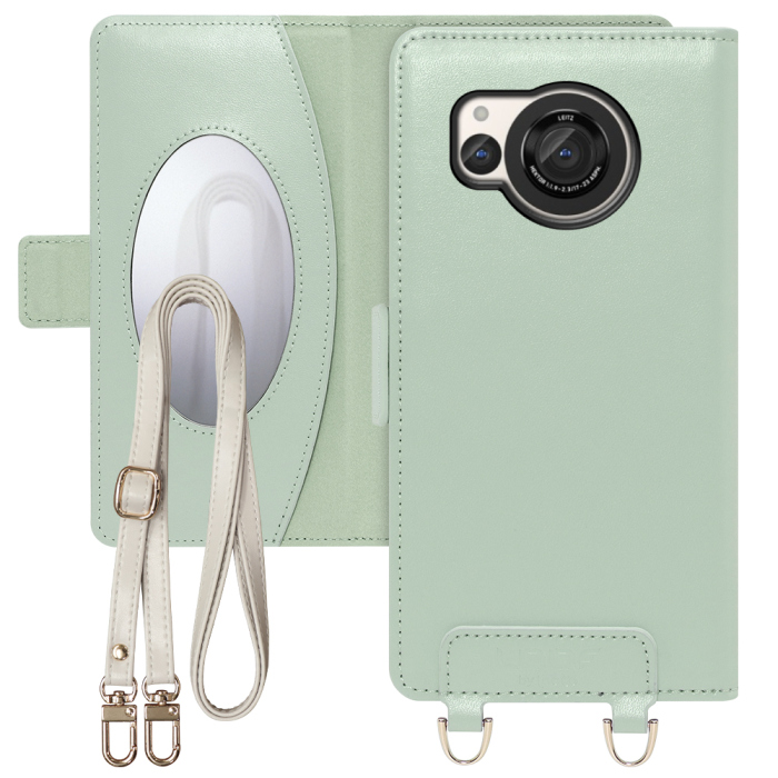 [ LOOF SWEET MIRROR Series ] AQUOS R8 SH-52D AQUOSR8 スマホケース  ショルダー付き手帳型スマホケース ミラー付き カードポケット 本革 [ AQUOS R8 ]