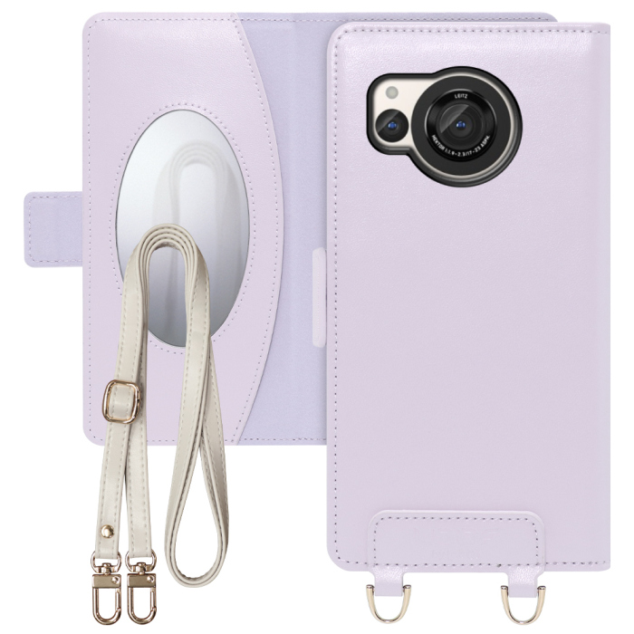 [ LOOF SWEET MIRROR Series ] AQUOS R8 SH-52D AQUOSR8 スマホケース  ショルダー付き手帳型スマホケース ミラー付き カードポケット 本革 [ AQUOS R8 ]