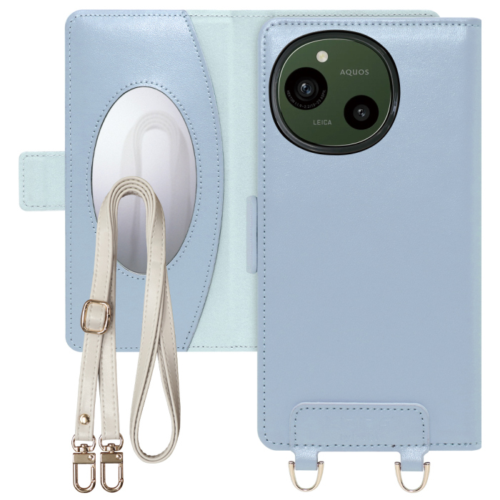 [ LOOF SWEET MIRROR Series ] AQUOS R9 / R10 SH-51E SH-51F スマホケース  ショルダー付き手帳型スマホケース ミラー付き カードポケット 本革 [ AQUOS R9 / R10 ]