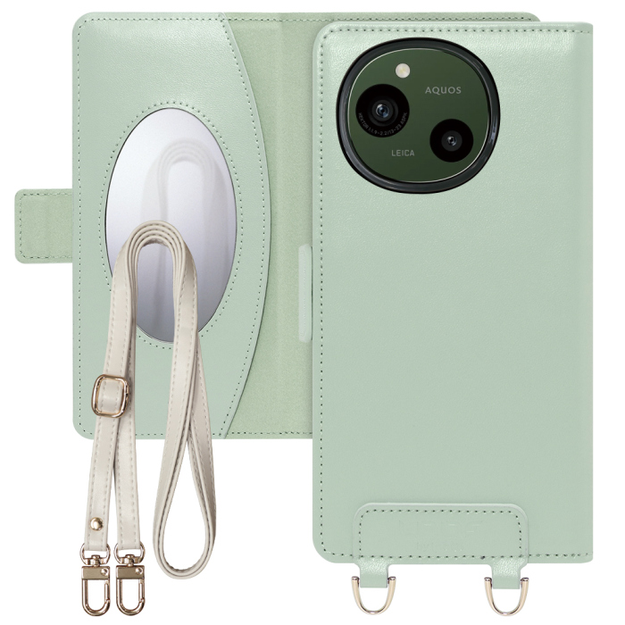 [ LOOF SWEET MIRROR Series ] AQUOS R9 / R10 SH-51E SH-51F スマホケース  ショルダー付き手帳型スマホケース ミラー付き カードポケット 本革 [ AQUOS R9 / R10 ]