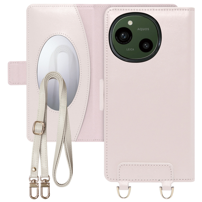 [ LOOF SWEET MIRROR Series ] AQUOS R9 / R10 SH-51E SH-51F スマホケース  ショルダー付き手帳型スマホケース ミラー付き カードポケット 本革 [ AQUOS R9 / R10 ]