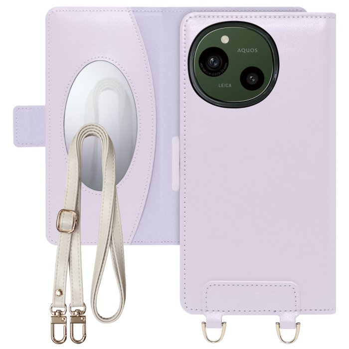[ LOOF SWEET MIRROR Series ] AQUOS R9 / R10 SH-51E SH-51F スマホケース  ショルダー付き手帳型スマホケース ミラー付き カードポケット 本革 [ AQUOS R9 / R10 ]