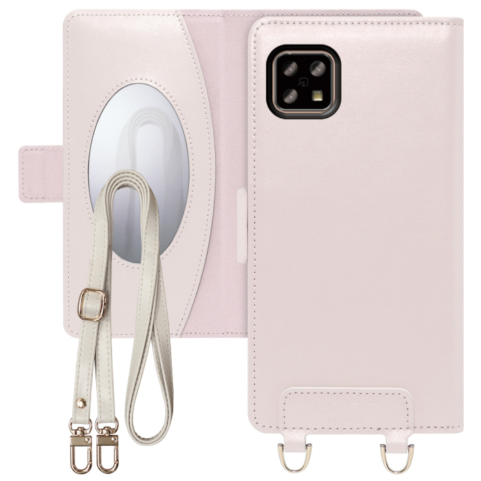 [ LOOF SWEET MIRROR Series ] AQUOS sense4 / sense4 lite / sense4 basic / sense5G / やさしいスマホ2 sense 4 4lite 4basic 5G sense4lite sense4basic スマホケース  ショルダー付き手帳型スマホケース ミラー付き カードポケット 本革 [ AQUOS sense4/4 lite/4 basic/sense5G/やさしいスマホ2 ]