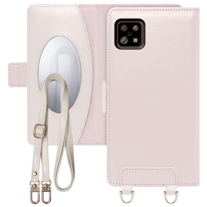 [ LOOF SWEET MIRROR Series ] AQUOS sense6s /sense6 sense 6s 6 スマホケース  ショルダー付き手帳型スマホケース ミラー付き カードポケット 本革 [ AQUOS sense6/sense6s ]