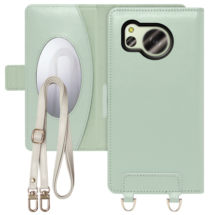 [ LOOF SWEET MIRROR Series ] AQUOS sense8 SH-54D / SHG11 sense 8 スマホケース  ショルダー付き手帳型スマホケース ミラー付き カードポケット 本革 [ AQUOS sense8 ]