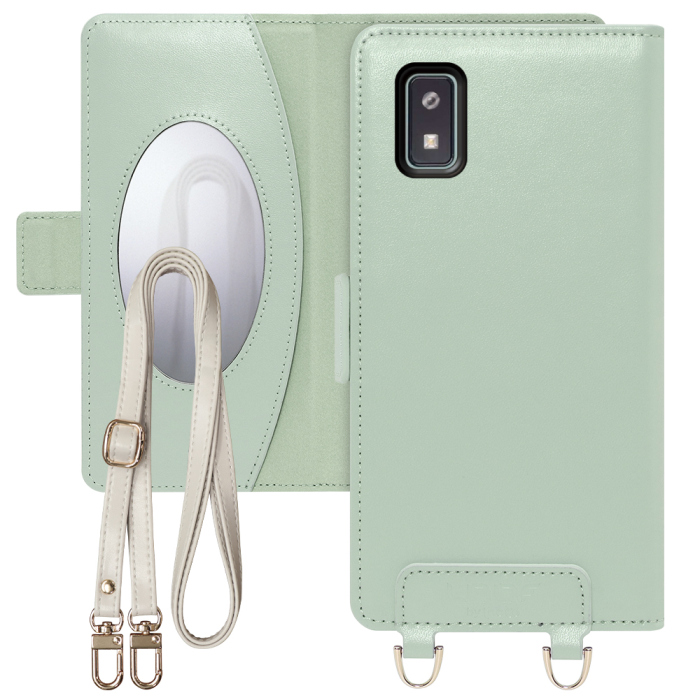 [ LOOF SWEET MIRROR Series ] AQUOS wish2 / wish  スマホケース  ショルダー付き手帳型スマホケース ミラー付き カードポケット 本革 [ AQUOS wish/wish2 ]