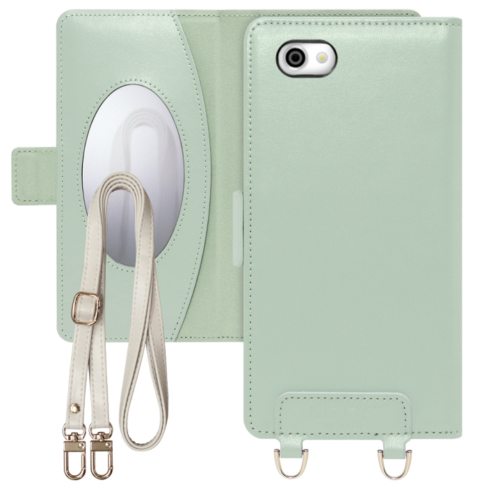 [ LOOF SWEET MIRROR Series ] AQUOS R SH-03J / SHV39  スマホケース  ショルダー付き手帳型スマホケース ミラー付き カードポケット 本革 [ AQUOS R ]