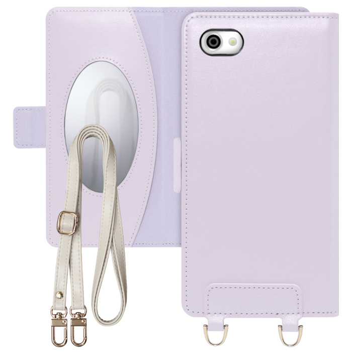 [ LOOF SWEET MIRROR Series ] AQUOS R SH-03J / SHV39  スマホケース  ショルダー付き手帳型スマホケース ミラー付き カードポケット 本革 [ AQUOS R ]