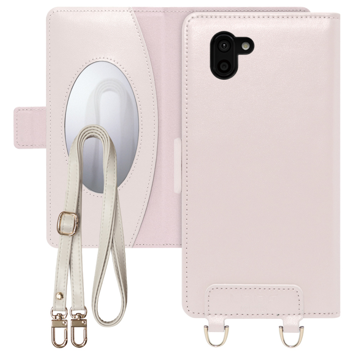 [ LOOF SWEET MIRROR Series ] AQUOS R2 SH-03K / SHV42 / 706SH  スマホケース  ショルダー付き手帳型スマホケース ミラー付き カードポケット 本革 [ AQUOS R2 ]
