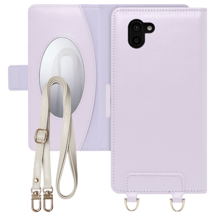 [ LOOF SWEET MIRROR Series ] AQUOS R2 SH-03K / SHV42 / 706SH  スマホケース  ショルダー付き手帳型スマホケース ミラー付き カードポケット 本革 [ AQUOS R2 ]