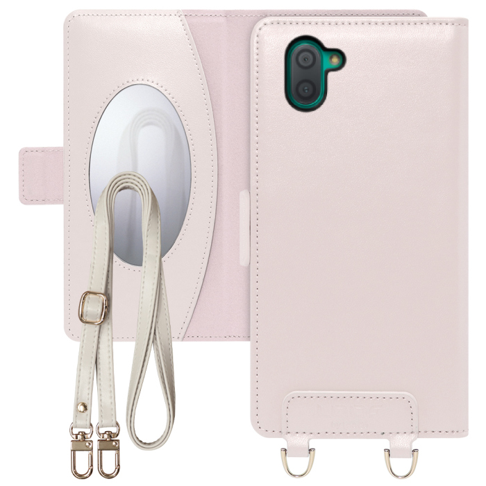 [ LOOF SWEET MIRROR Series ] AQUOS R3 SH-04L / SHV44  スマホケース  ショルダー付き手帳型スマホケース ミラー付き カードポケット 本革 [ AQUOS R3 ]