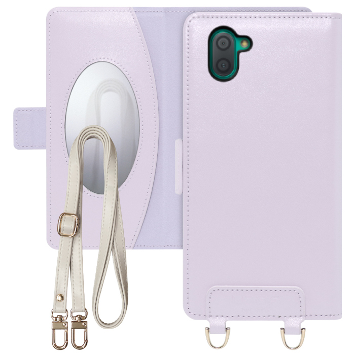 [ LOOF SWEET MIRROR Series ] AQUOS R3 SH-04L / SHV44  スマホケース  ショルダー付き手帳型スマホケース ミラー付き カードポケット 本革 [ AQUOS R3 ]