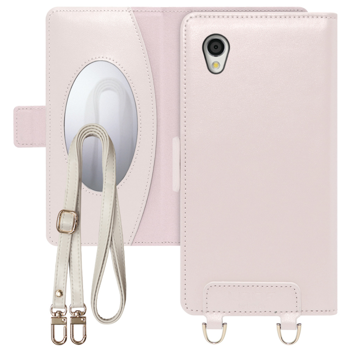 [ LOOF SWEET MIRROR Series ] Android One S5 Androidone S5 androidoneS5 スマホケース  ショルダー付き手帳型スマホケース ミラー付き カードポケット 本革 [ Android One S5 ]