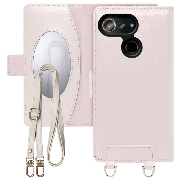 [ LOOF SWEET MIRROR Series ] Android One S6 Androidone S6 androidoneS6 スマホケース  ショルダー付き手帳型スマホケース ミラー付き カードポケット 本革 [ Android One S6 ]