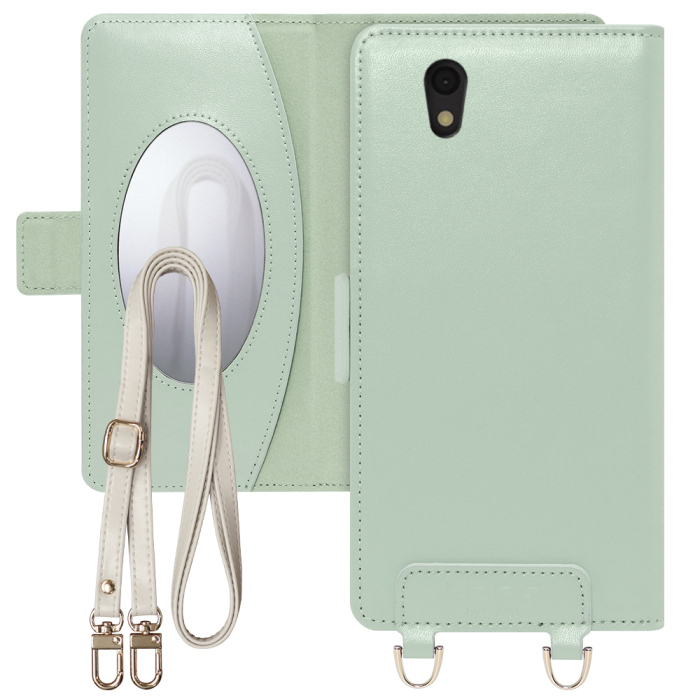 [ LOOF SWEET MIRROR Series ] AQUOS sense / sense lite / sense basic senselite sensebasic スマホケース  ショルダー付き手帳型スマホケース ミラー付き カードポケット 本革 [ AQUOS sense / sense lite / sense basic ]