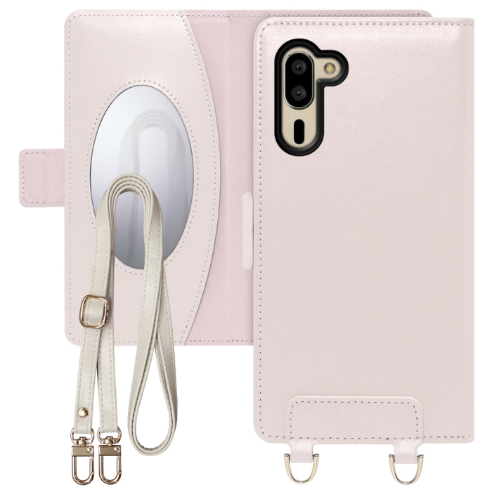 [ LOOF SWEET MIRROR Series ] シンプルスマホ5 シンプルスマホ 5 simple スマホケース  ショルダー付き手帳型スマホケース ミラー付き カードポケット 本革 [ シンプルスマホ5 ]