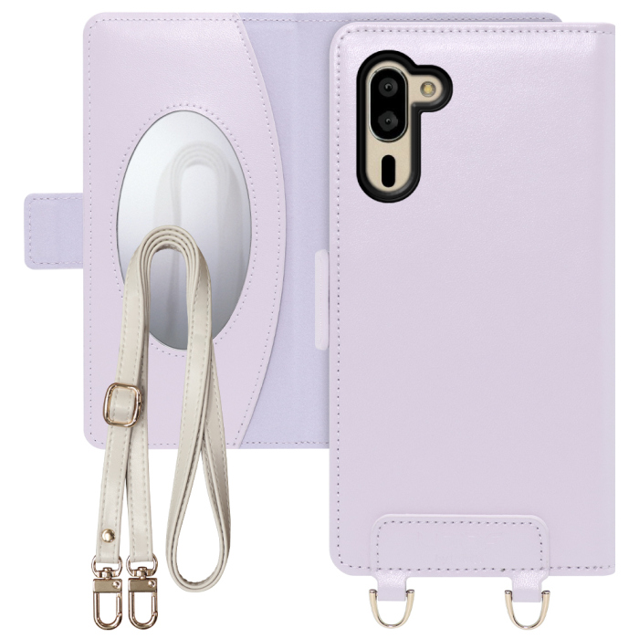 [ LOOF SWEET MIRROR Series ] シンプルスマホ5 シンプルスマホ 5 simple スマホケース  ショルダー付き手帳型スマホケース ミラー付き カードポケット 本革 [ シンプルスマホ5 ]