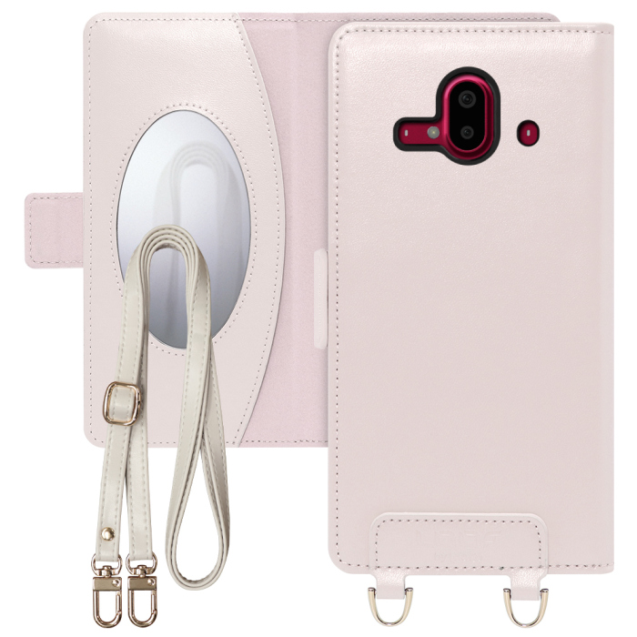 [ LOOF SWEET MIRROR Series ] らくらくスマートフォン F-52B FUJITSU FCNT スマホケース  ショルダー付き手帳型スマホケース ミラー付き カードポケット 本革 [ らくらくスマートフォン F-52B ]
