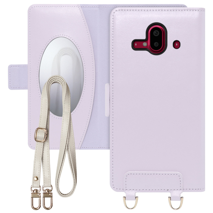 [ LOOF SWEET MIRROR Series ] らくらくスマートフォン F-52B FUJITSU FCNT スマホケース  ショルダー付き手帳型スマホケース ミラー付き カードポケット 本革 [ らくらくスマートフォン F-52B ]