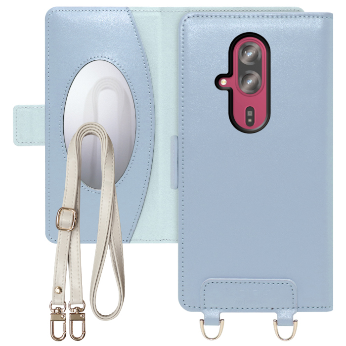 [ LOOF SWEET MIRROR Series ] らくらくスマートフォン F-53E F-53E FUJITSU FCNT スマホケース  ショルダー付き手帳型スマホケース ミラー付き カードポケット 本革 [ らくらくスマートフォン F-53E ]