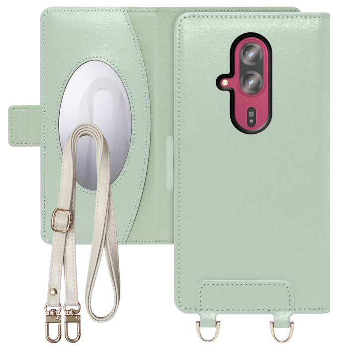 [ LOOF SWEET MIRROR Series ] らくらくスマートフォン F-53E F-53E FUJITSU FCNT スマホケース  ショルダー付き手帳型スマホケース ミラー付き カードポケット 本革 [ らくらくスマートフォン F-53E ]