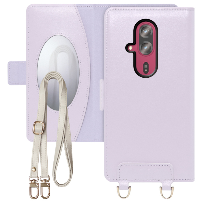 [ LOOF SWEET MIRROR Series ] らくらくスマートフォン F-53E F-53E FUJITSU FCNT スマホケース  ショルダー付き手帳型スマホケース ミラー付き カードポケット 本革 [ らくらくスマートフォン F-53E ]