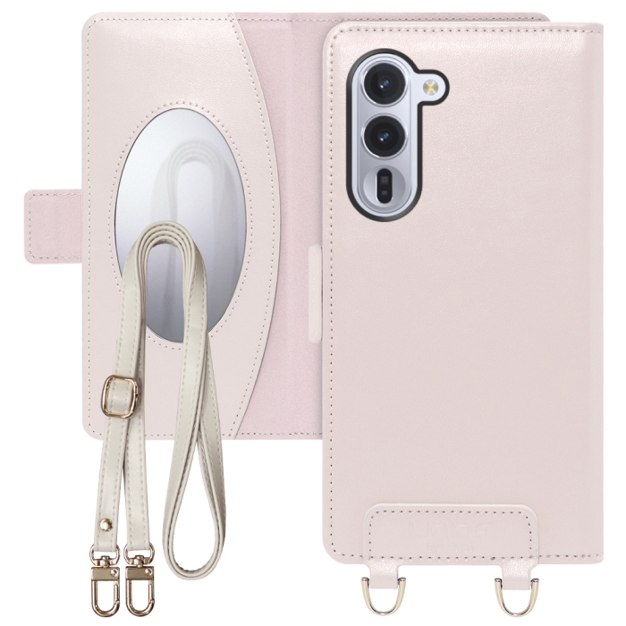 [ LOOF SWEET MIRROR Series ] arrows Alpha F-51F M08 アルファ スマホケース  ショルダー付き手帳型スマホケース ミラー付き カードポケット 本革 [ arrows Alpha ]