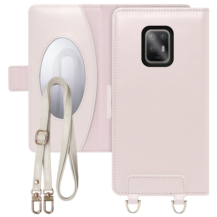 [ LOOF SWEET MIRROR Series ] arrows 5G F-51A arrows5g アローズ FUJITSU FCNT スマホケース  ショルダー付き手帳型スマホケース ミラー付き カードポケット 本革 [ arrows 5G F-51A ]