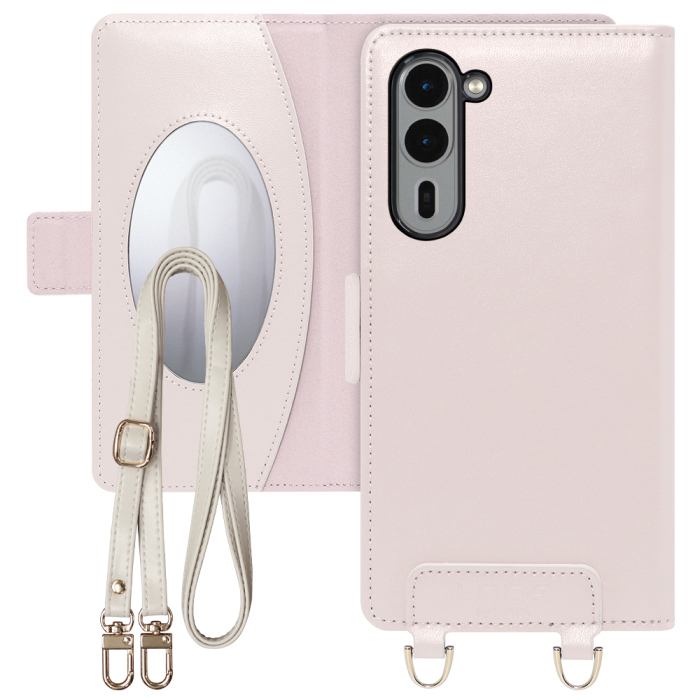 [ LOOF SWEET MIRROR Series ] arrows We2 Plus F-51E FUJITSU FCNT スマホケース  ショルダー付き手帳型スマホケース ミラー付き カードポケット 本革 [ arrows We2 Plus ]