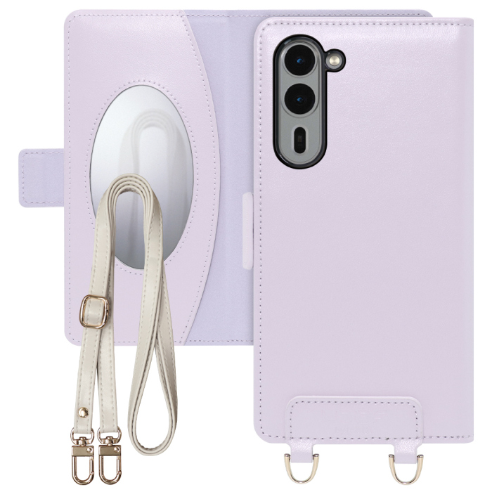 [ LOOF SWEET MIRROR Series ] arrows We2 Plus F-51E FUJITSU FCNT スマホケース  ショルダー付き手帳型スマホケース ミラー付き カードポケット 本革 [ arrows We2 Plus ]