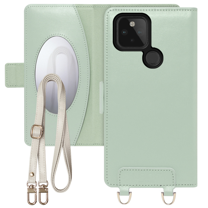 [ LOOF SWEET MIRROR Series ] Google Pixel 5 pixel5 Googlepixel5 スマホケース  ショルダー付き手帳型スマホケース ミラー付き カードポケット 本革 [ Google Pixel 5 ]