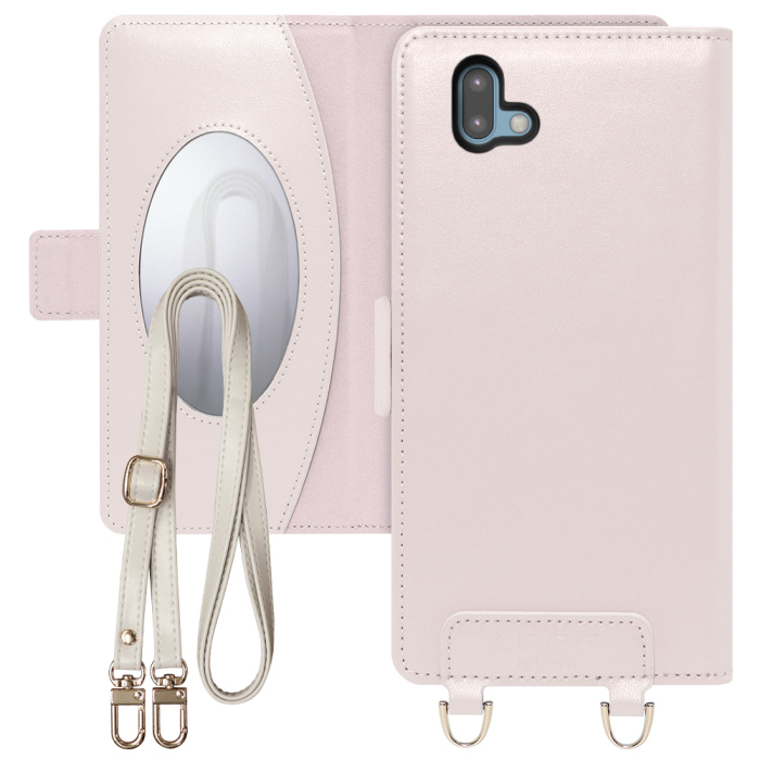 [ LOOF SWEET MIRROR Series ] arrows U /  J arrowsu arrowsj アローズ FUJITSU FCNT スマホケース  ショルダー付き手帳型スマホケース ミラー付き カードポケット 本革 [ arrows U / arrows J ]