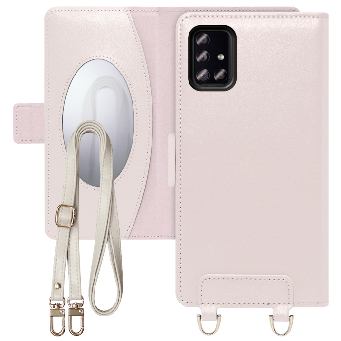 [ LOOF SWEET MIRROR Series ] Galaxy A51 5G SC-54A / SCG07 a515g スマホケース  ショルダー付き手帳型スマホケース ミラー付き カードポケット 本革 [ Galaxy A51 5G ]