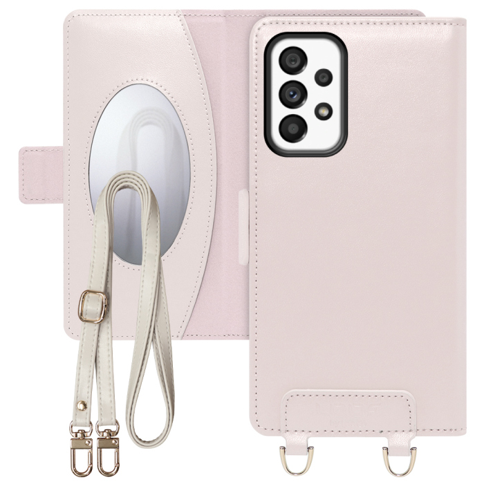 [ LOOF SWEET MIRROR Series ] Galaxy A53 5G SC-53C / SCG15 a535g スマホケース  ショルダー付き手帳型スマホケース ミラー付き カードポケット 本革 [ Galaxy A53 5G ]