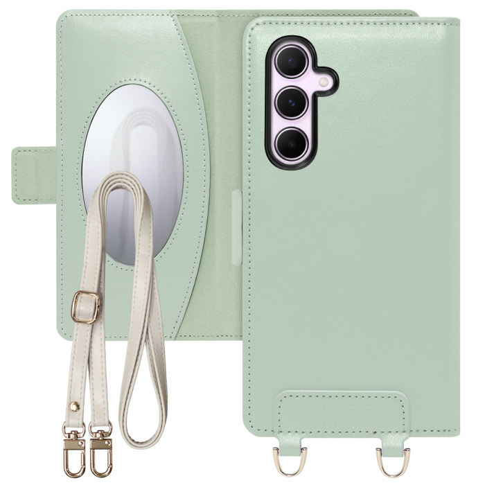 [ LOOF SWEET MIRROR Series ] Galaxy A55 5G  スマホケース  ショルダー付き手帳型スマホケース ミラー付き カードポケット 本革 [ Galaxy A55 5G ]