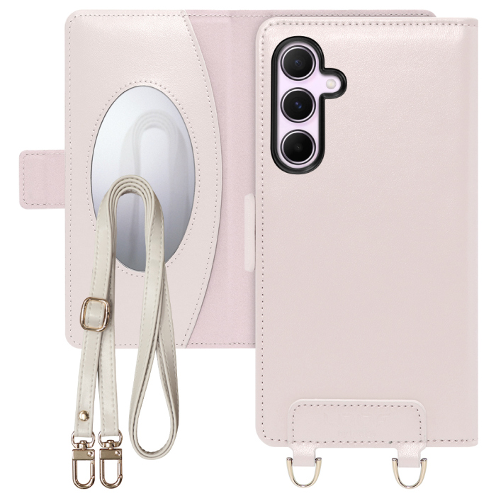 [ LOOF SWEET MIRROR Series ] Galaxy A55 5G  スマホケース  ショルダー付き手帳型スマホケース ミラー付き カードポケット 本革 [ Galaxy A55 5G ]