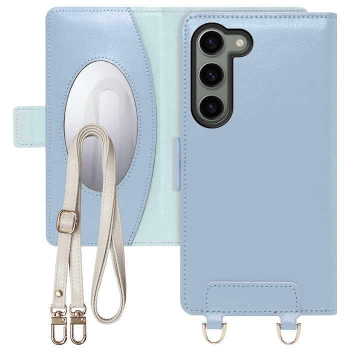 [ LOOF SWEET MIRROR Series ] Galaxy S23  スマホケース  ショルダー付き手帳型スマホケース ミラー付き カードポケット 本革 [ Galaxy S23 ]