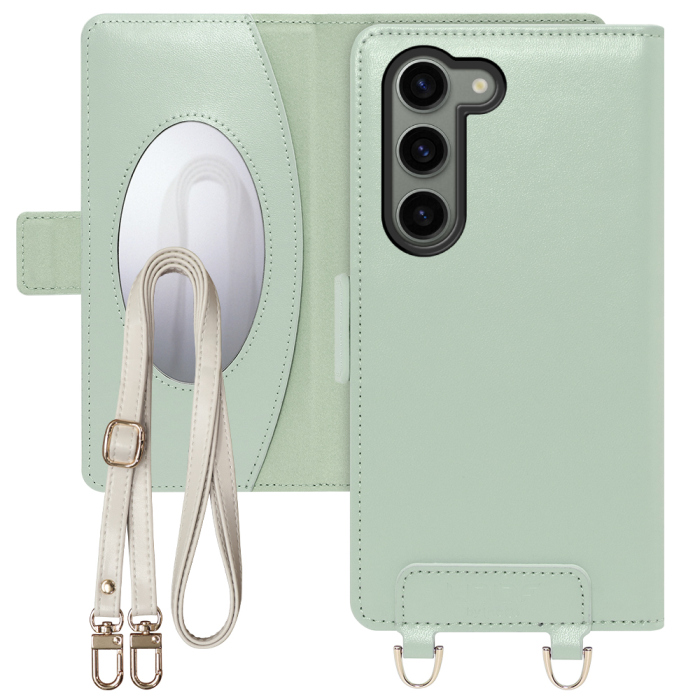[ LOOF SWEET MIRROR Series ] Galaxy S23  スマホケース  ショルダー付き手帳型スマホケース ミラー付き カードポケット 本革 [ Galaxy S23 ]