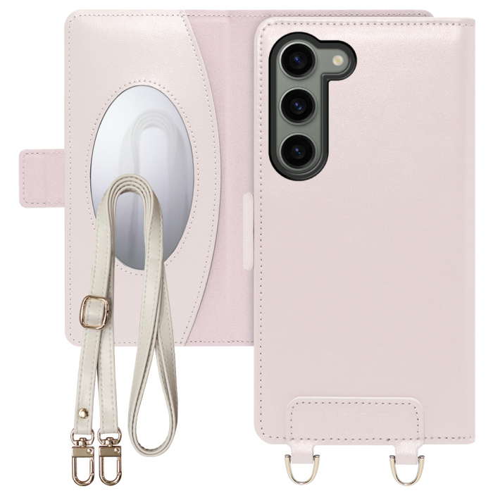 [ LOOF SWEET MIRROR Series ] Galaxy S23  スマホケース  ショルダー付き手帳型スマホケース ミラー付き カードポケット 本革 [ Galaxy S23 ]