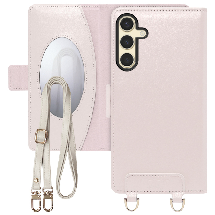 [ LOOF SWEET MIRROR Series ] Galaxy S24 s24 スマホケース  ショルダー付き手帳型スマホケース ミラー付き カードポケット 本革 [ Galaxy S24 ]