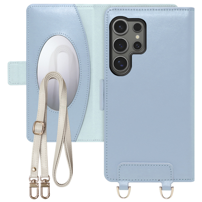 [ LOOF SWEET MIRROR Series ] Galaxy S24 Ultra s24ultra スマホケース  ショルダー付き手帳型スマホケース ミラー付き カードポケット 本革 [ Galaxy S24 Ultra ]