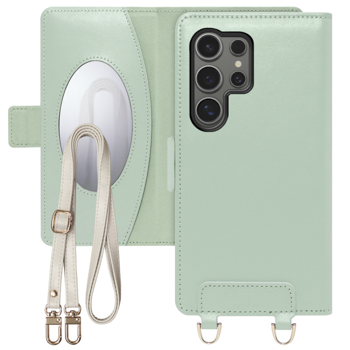 [ LOOF SWEET MIRROR Series ] Galaxy S24 Ultra s24ultra スマホケース  ショルダー付き手帳型スマホケース ミラー付き カードポケット 本革 [ Galaxy S24 Ultra ]
