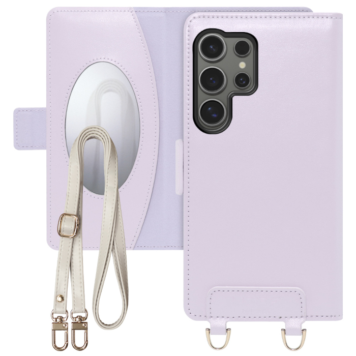 [ LOOF SWEET MIRROR Series ] Galaxy S24 Ultra s24ultra スマホケース  ショルダー付き手帳型スマホケース ミラー付き カードポケット 本革 [ Galaxy S24 Ultra ]