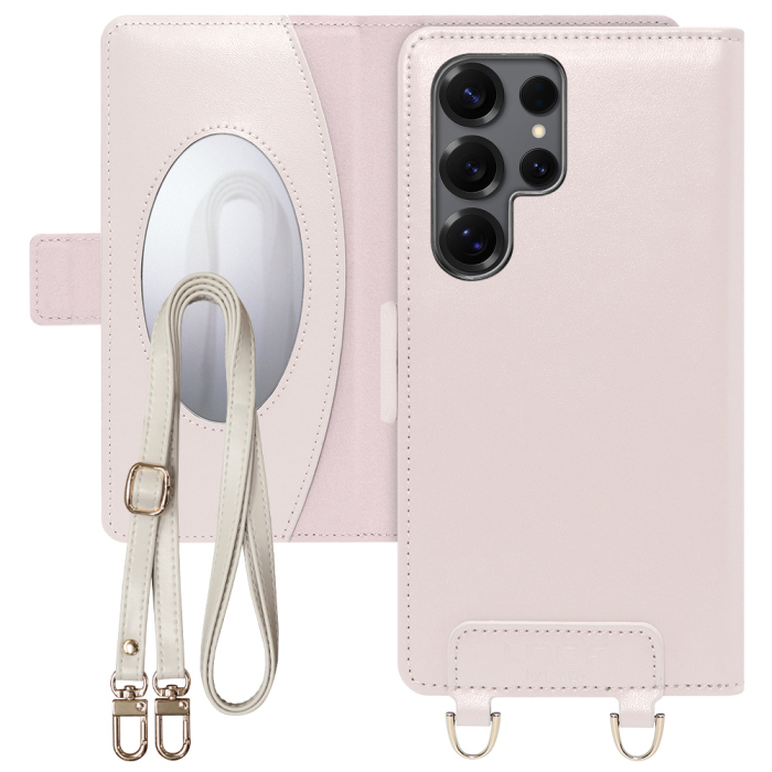 [ LOOF SWEET MIRROR Series ] Galaxy S25 Ultra SC-52F スマホケース  ショルダー付き手帳型スマホケース ミラー付き カードポケット 本革 [ Galaxy S25 Ultra ]